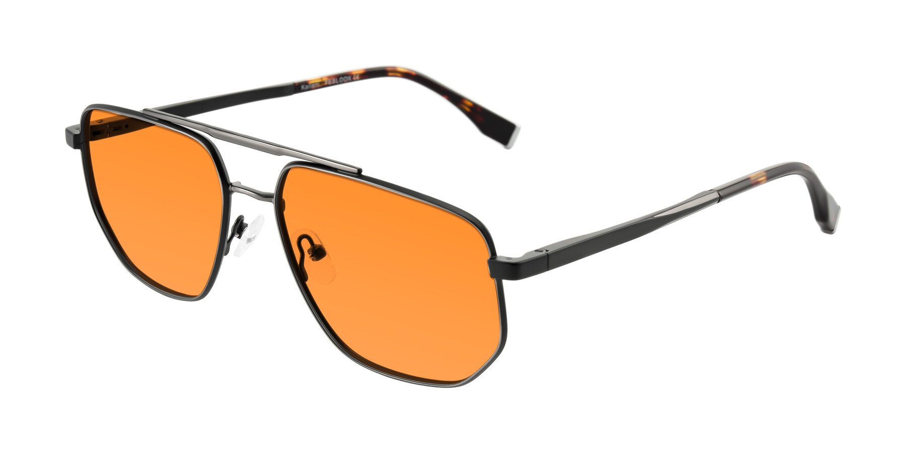 Angle of Kailani in Gunmetal/Matte Dark Green with Orange Tinted Lenses