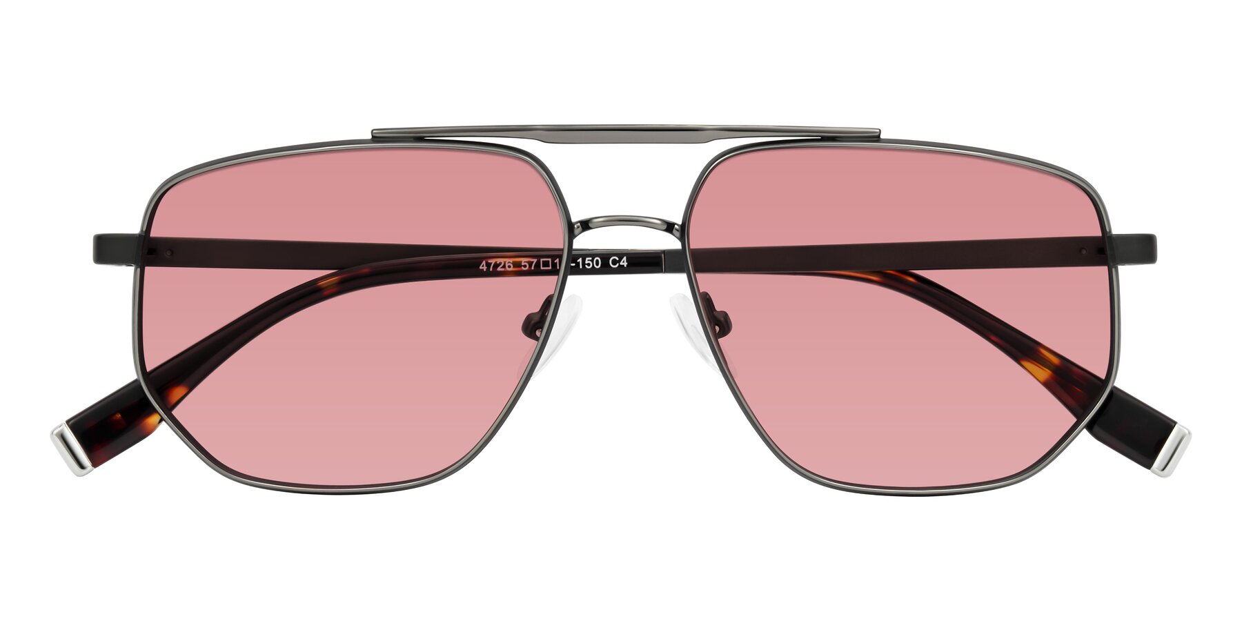 Folded Front of Kailani in Gunmetal/Matte Dark Green with Medium Garnet Tinted Lenses