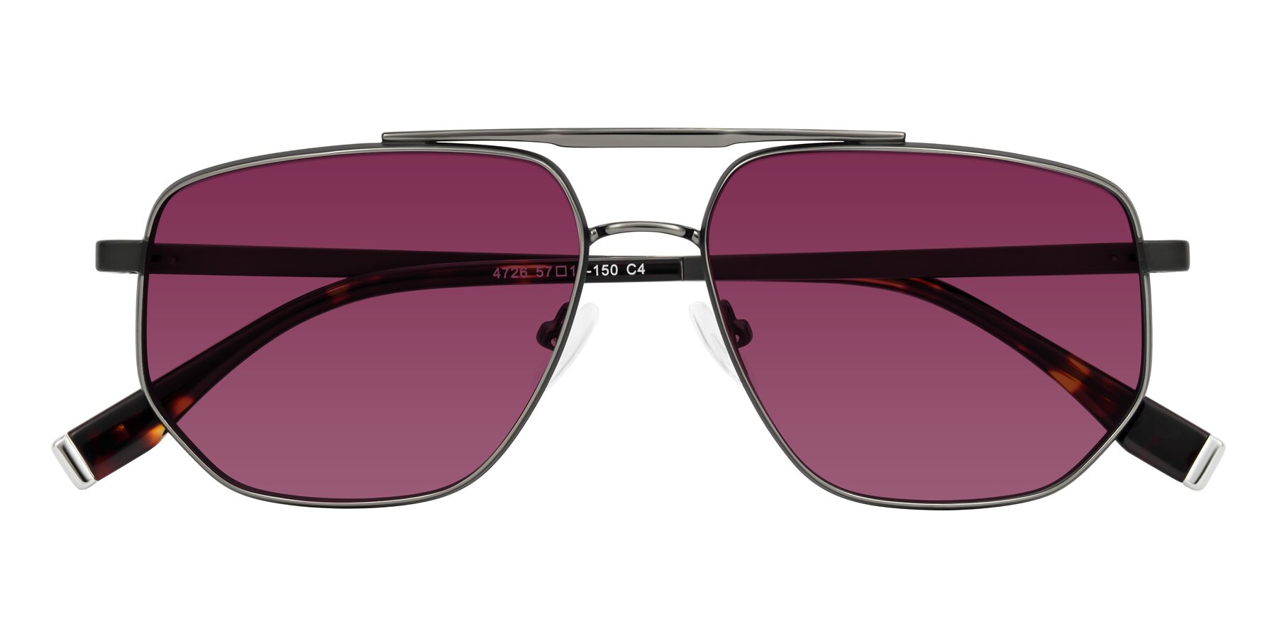 Folded Front of Kailani in Gunmetal/Matte Dark Green with Wine Tinted Lenses