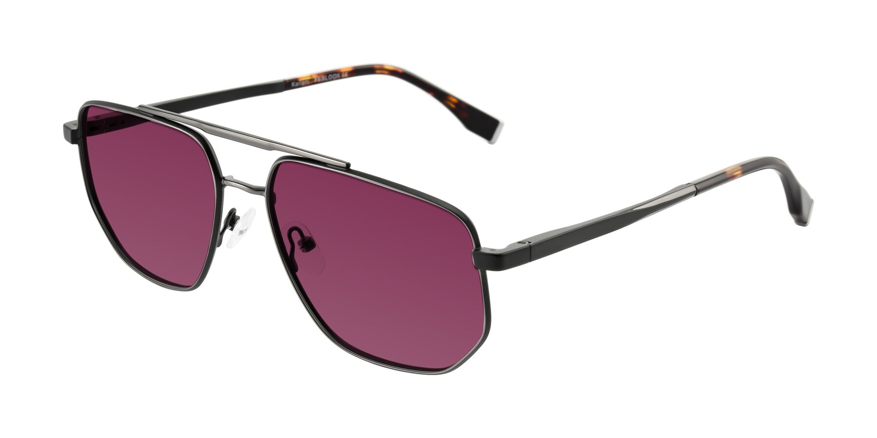 Angle of Kailani in Gunmetal/Matte Dark Green with Wine Tinted Lenses
