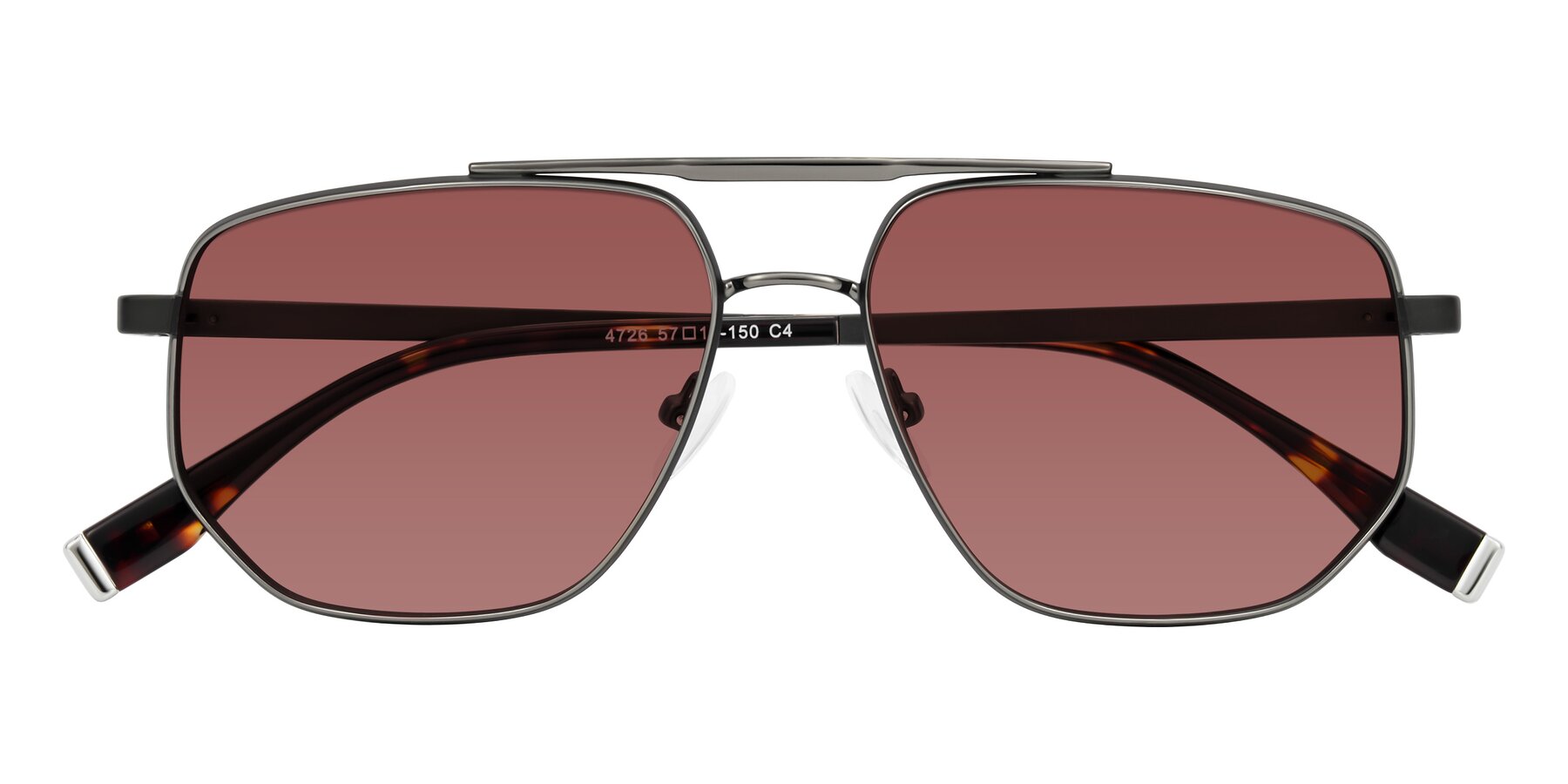 Folded Front of Kailani in Gunmetal/Matte Dark Green with Garnet Tinted Lenses