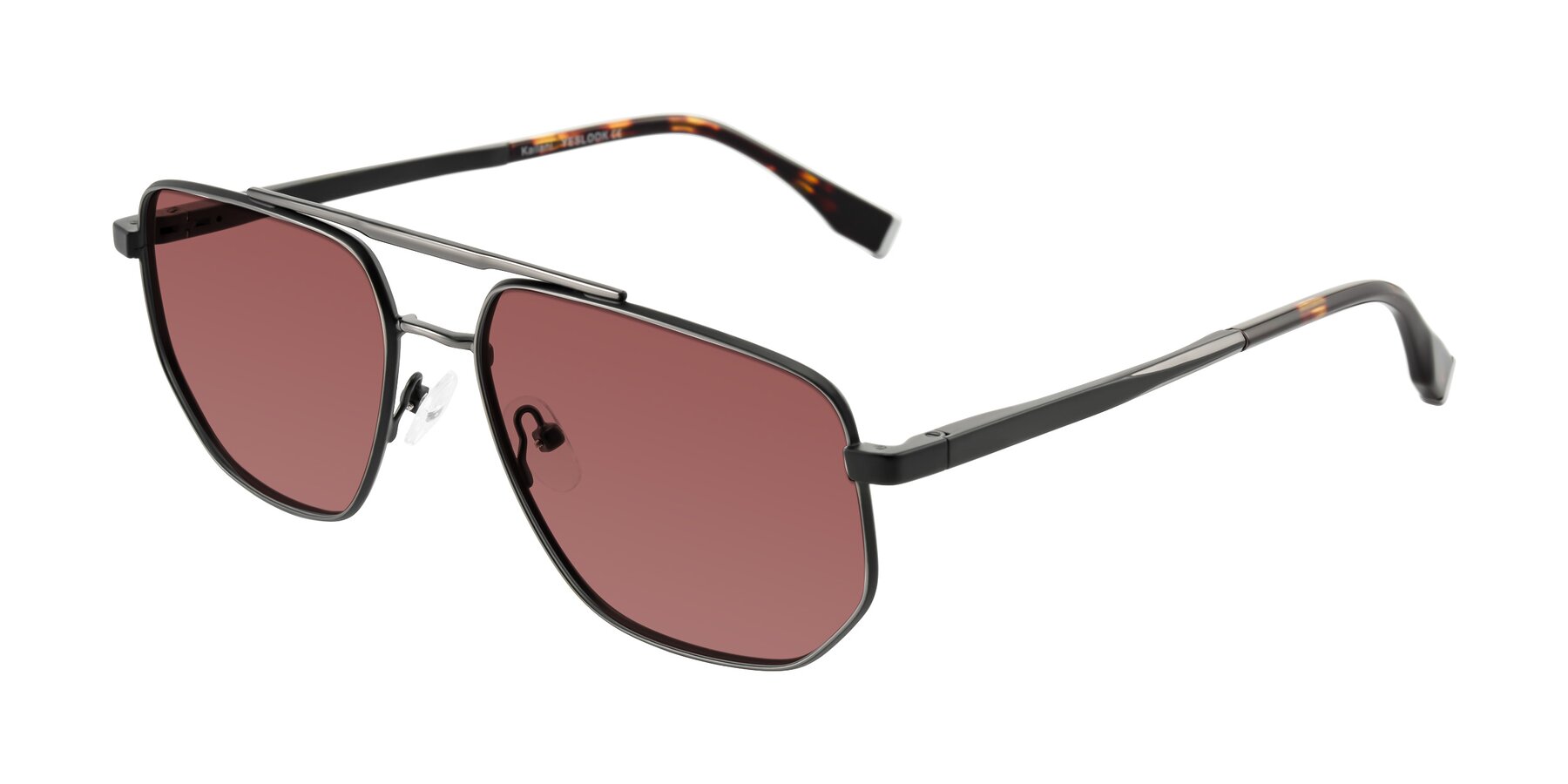 Angle of Kailani in Gunmetal/Matte Dark Green with Garnet Tinted Lenses
