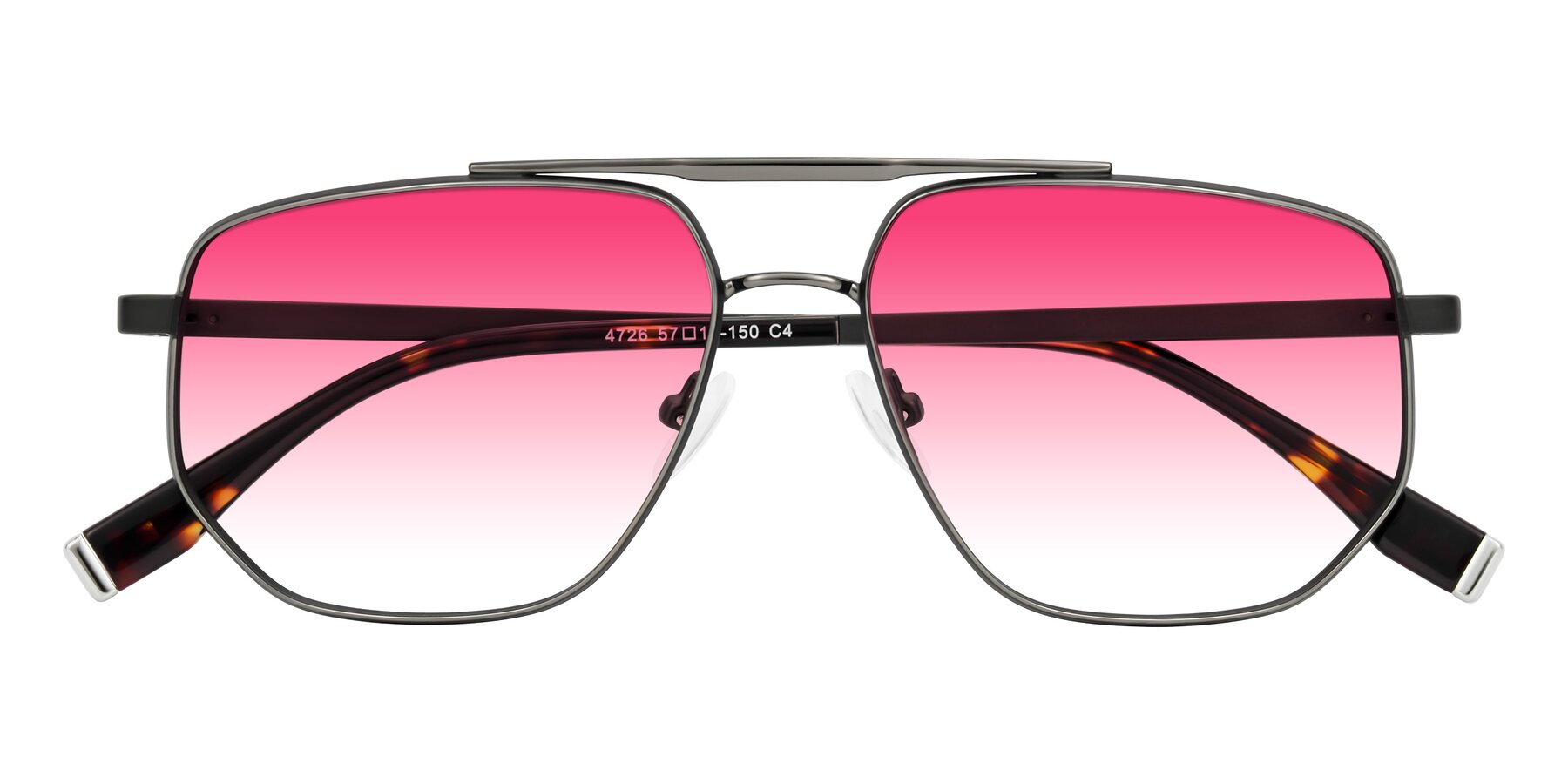 Folded Front of Kailani in Gunmetal/Matte Dark Green with Pink Gradient Lenses