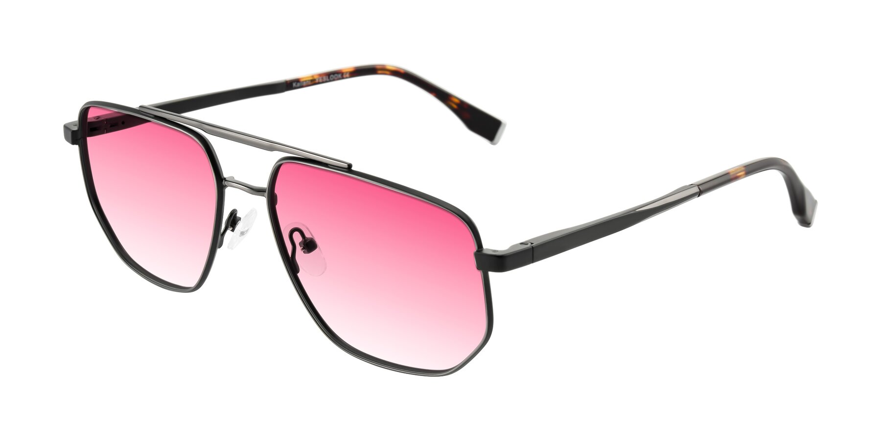 Angle of Kailani in Gunmetal/Matte Dark Green with Pink Gradient Lenses