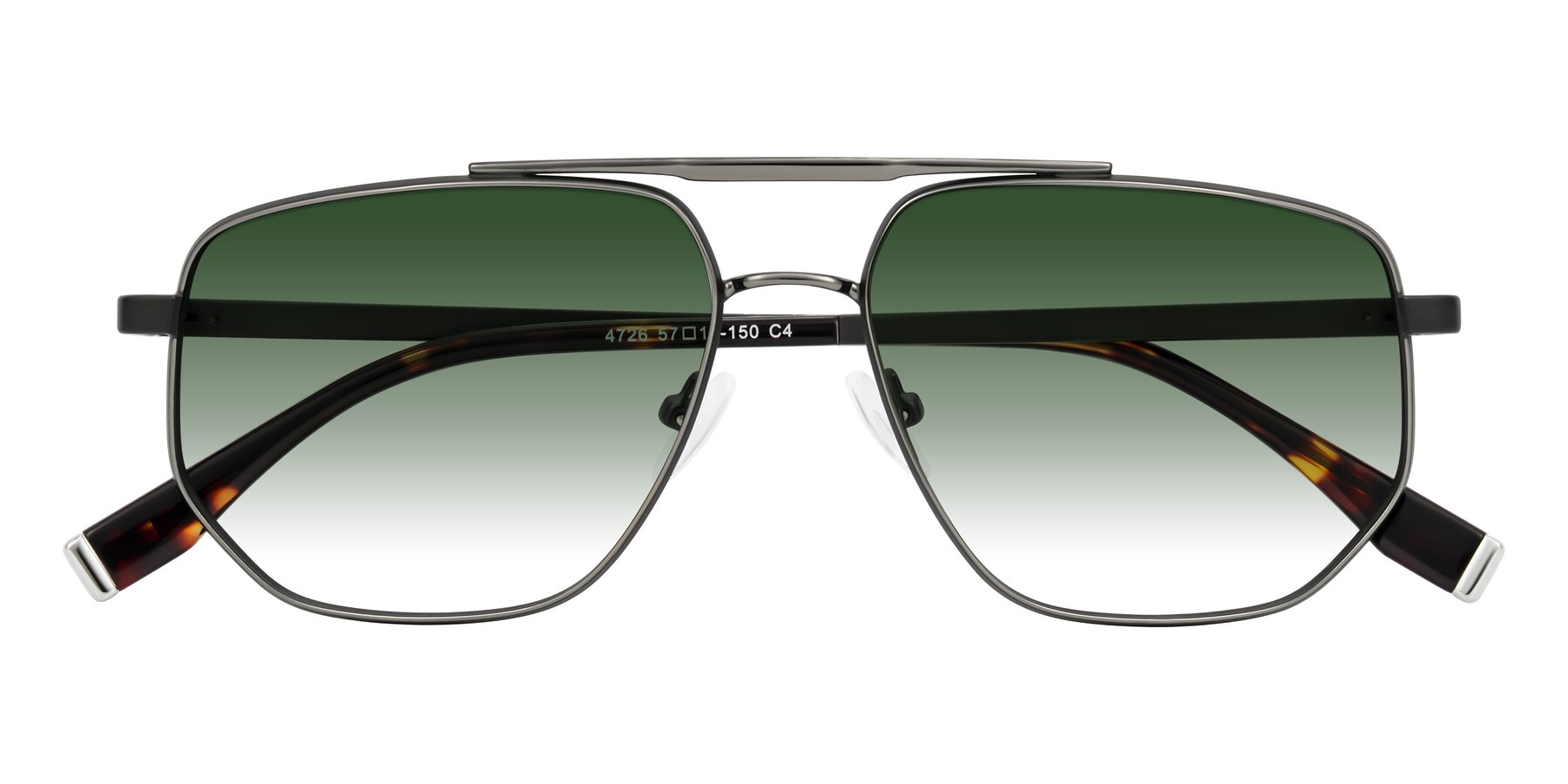 Folded Front of Kailani in Gunmetal/Matte Dark Green with Green Gradient Lenses