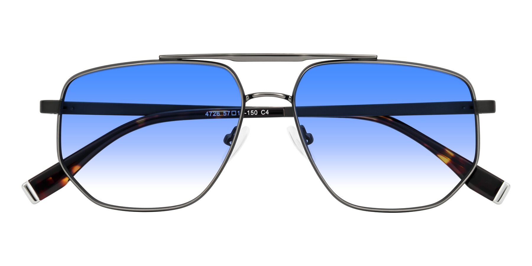 Folded Front of Kailani in Gunmetal/Matte Dark Green with Blue Gradient Lenses