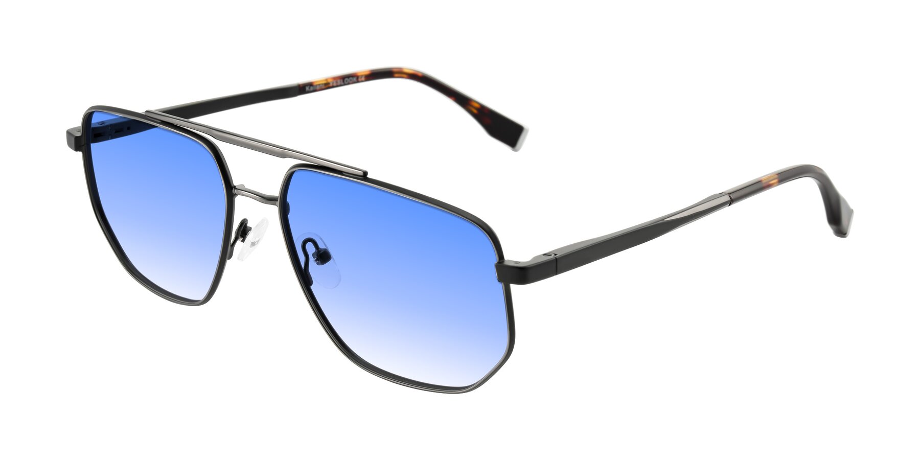 Angle of Kailani in Gunmetal/Matte Dark Green with Blue Gradient Lenses
