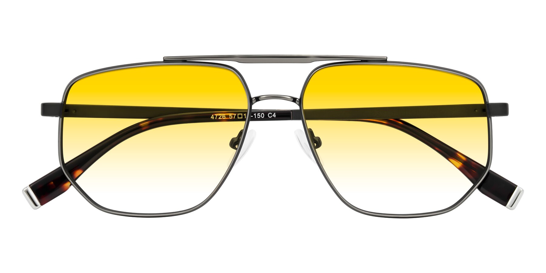 Folded Front of Kailani in Gunmetal/Matte Dark Green with Yellow Gradient Lenses