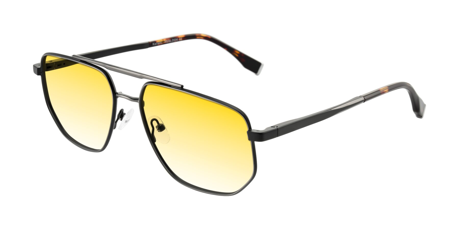 Angle of Kailani in Gunmetal/Matte Dark Green with Yellow Gradient Lenses