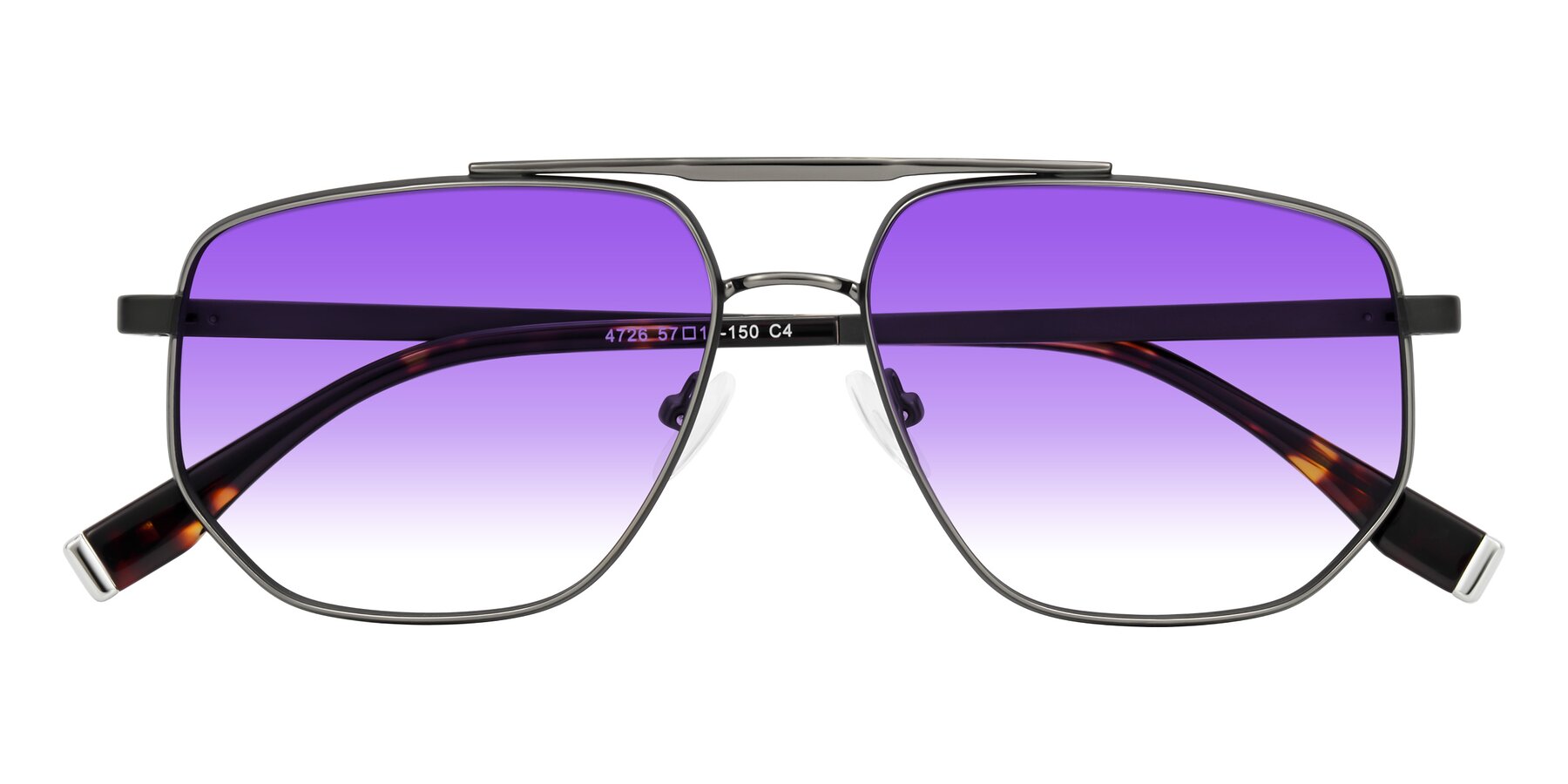 Folded Front of Kailani in Gunmetal/Matte Dark Green with Purple Gradient Lenses