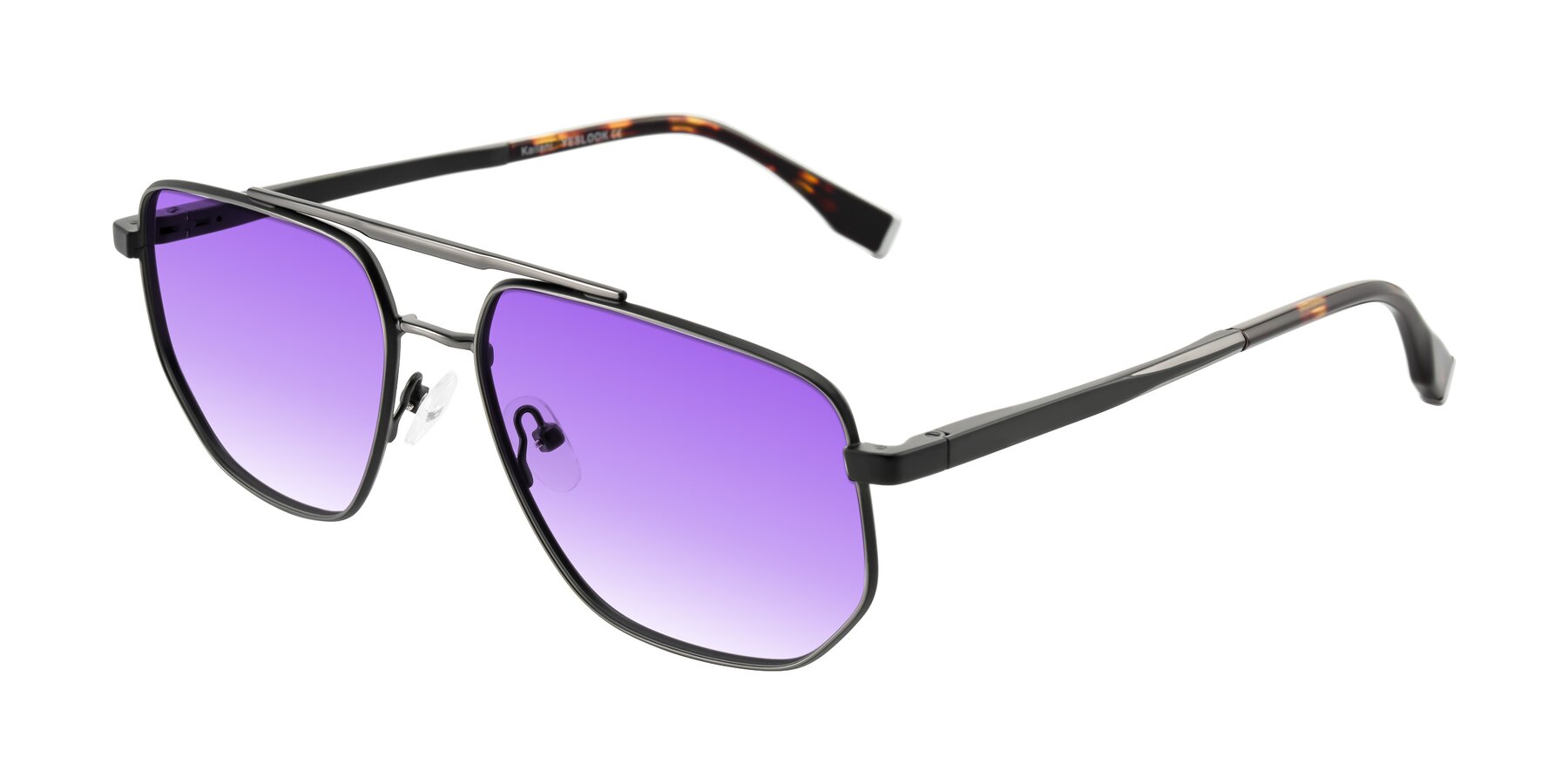 Angle of Kailani in Gunmetal/Matte Dark Green with Purple Gradient Lenses
