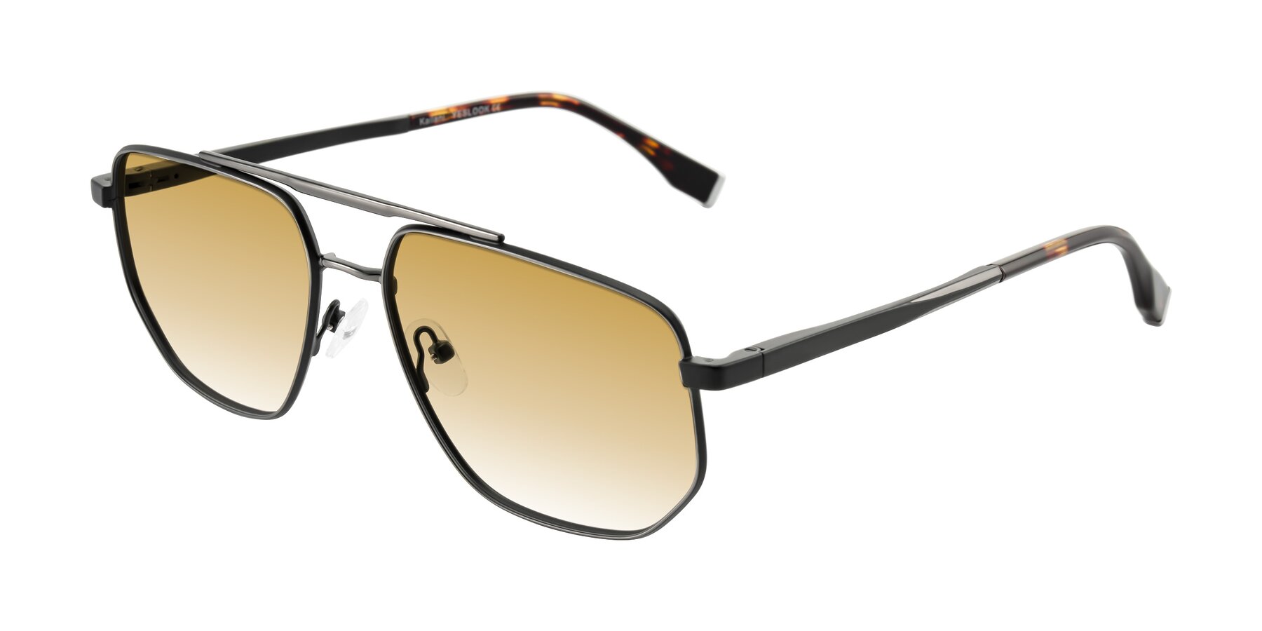 Angle of Kailani in Gunmetal/Matte Dark Green with Champagne Gradient Lenses