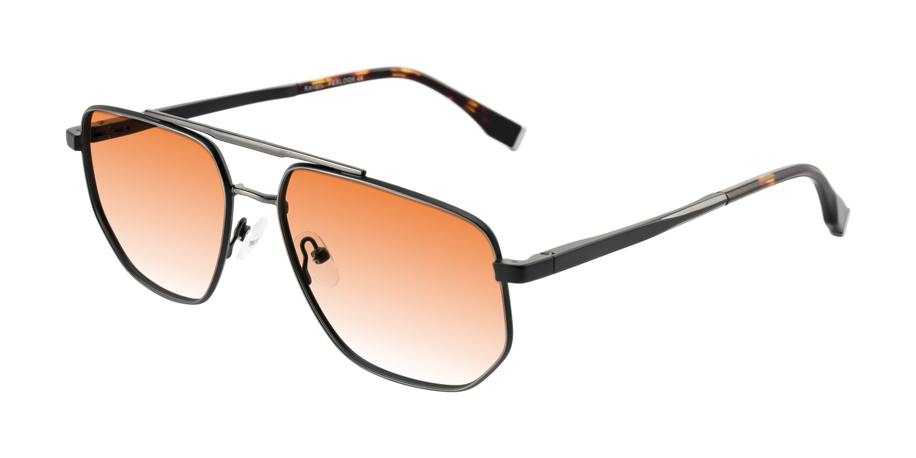Angle of Kailani in Gunmetal/Matte Dark Green with Orange Gradient Lenses