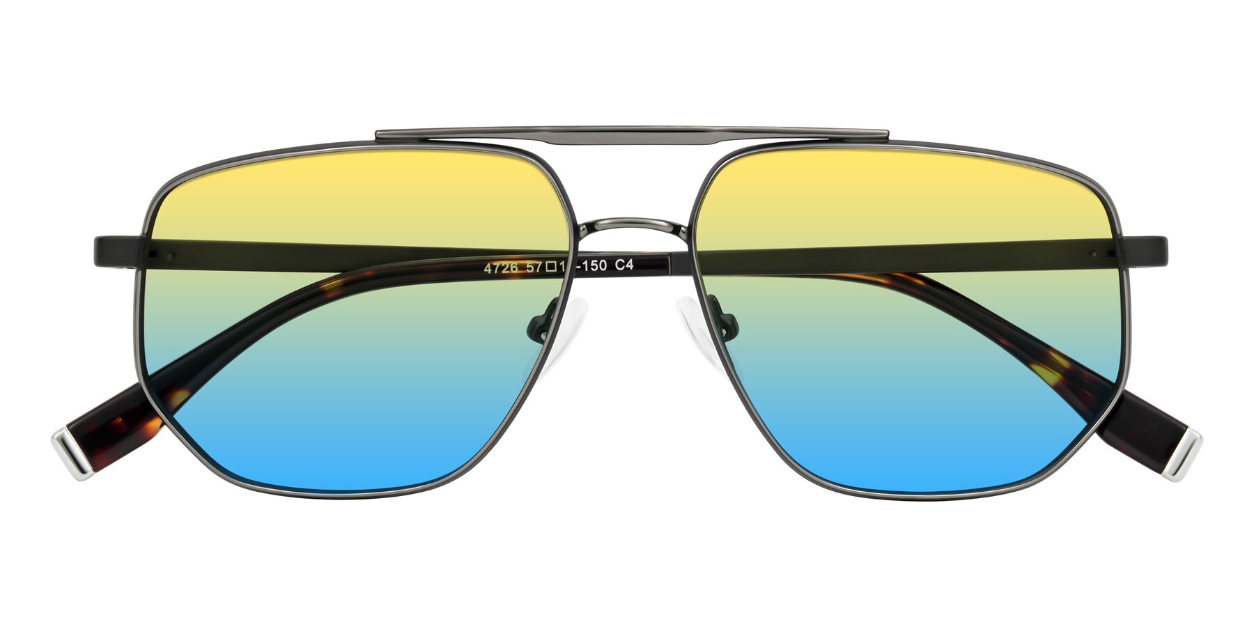 Folded Front of Kailani in Gunmetal/Matte Dark Green with Yellow / Blue Gradient Lenses