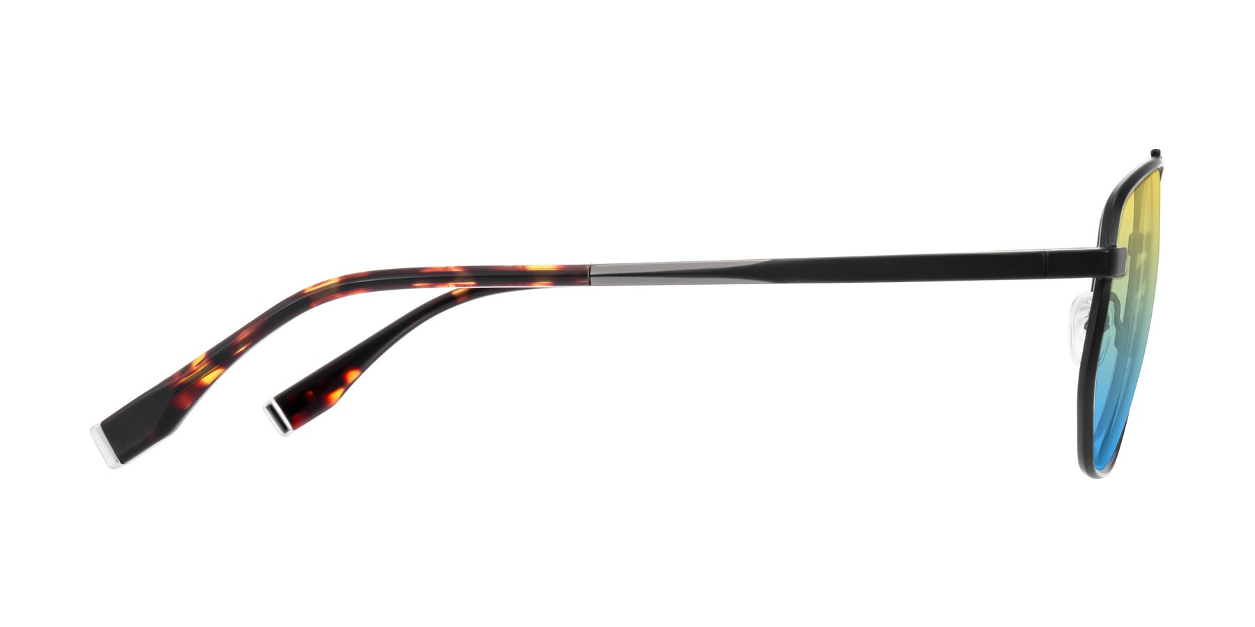 Side of Kailani in Gunmetal/Matte Dark Green with Yellow / Blue Gradient Lenses