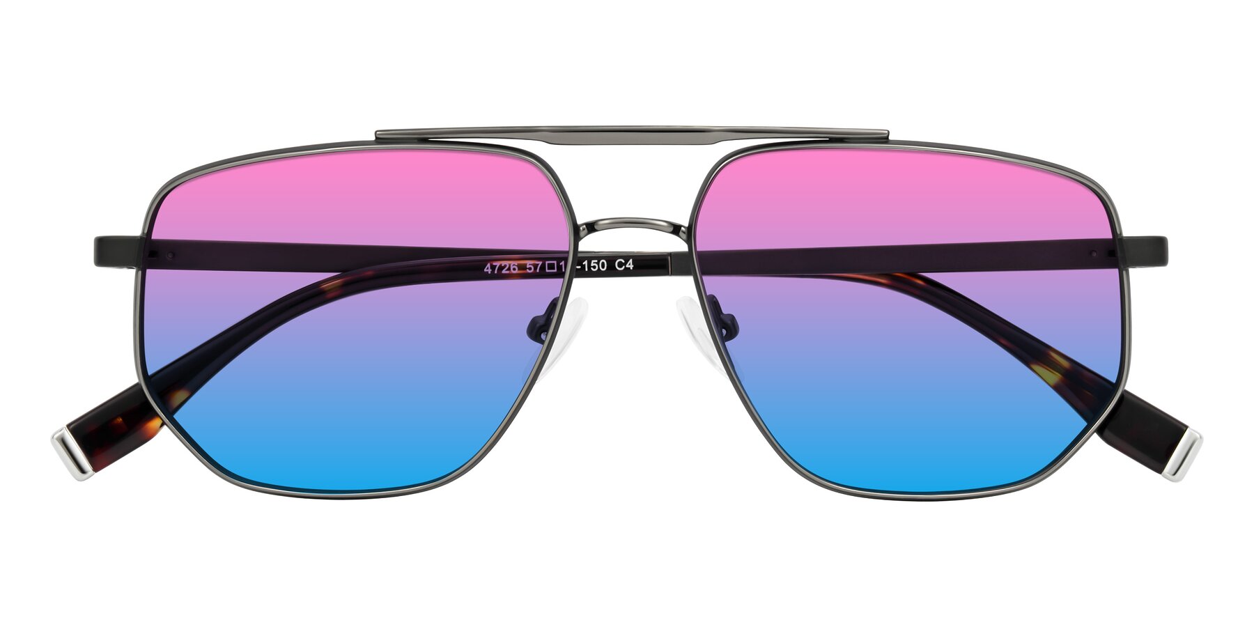 Folded Front of Kailani in Gunmetal/Matte Dark Green with Pink / Blue Gradient Lenses