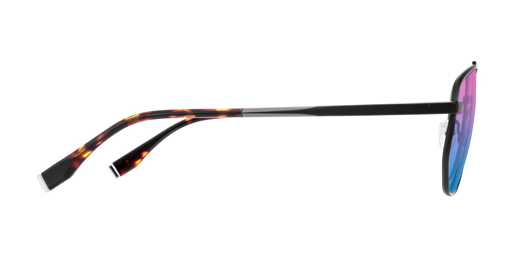 Side of Kailani in Gunmetal/Matte Dark Green with Pink / Blue Gradient Lenses