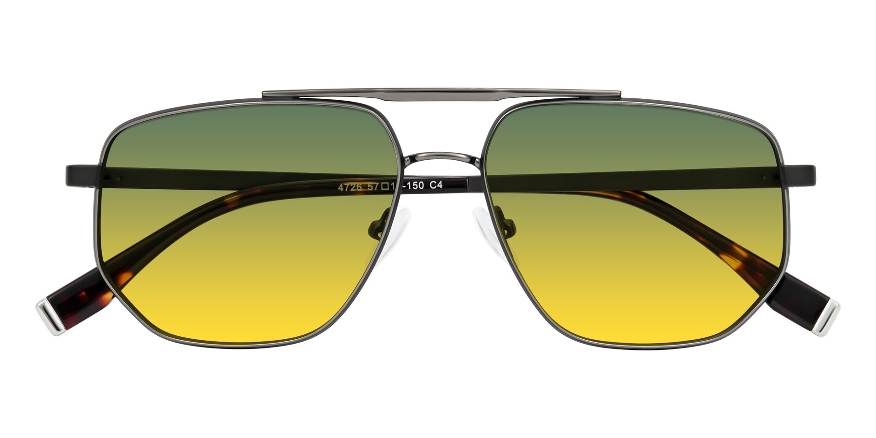 Folded Front of Kailani in Gunmetal/Matte Dark Green with Green / Yellow Gradient Lenses