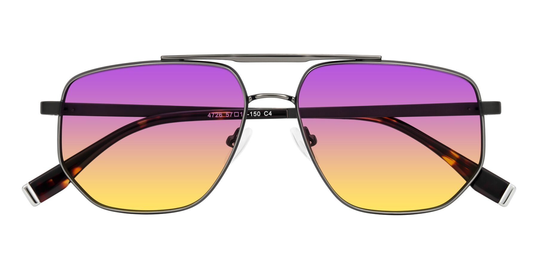 Folded Front of Kailani in Gunmetal/Matte Dark Green with Purple / Yellow Gradient Lenses