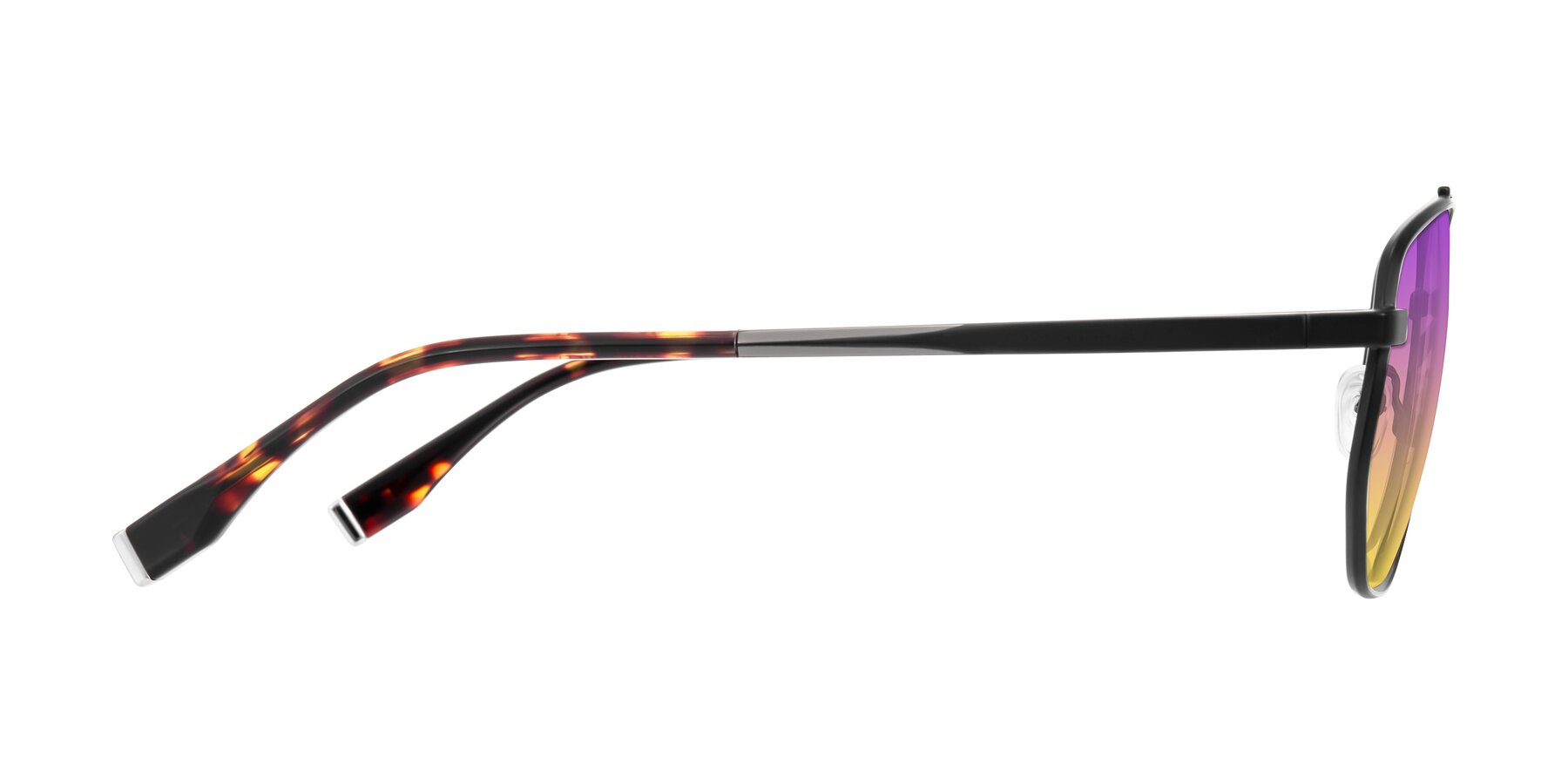 Side of Kailani in Gunmetal/Matte Dark Green with Purple / Yellow Gradient Lenses