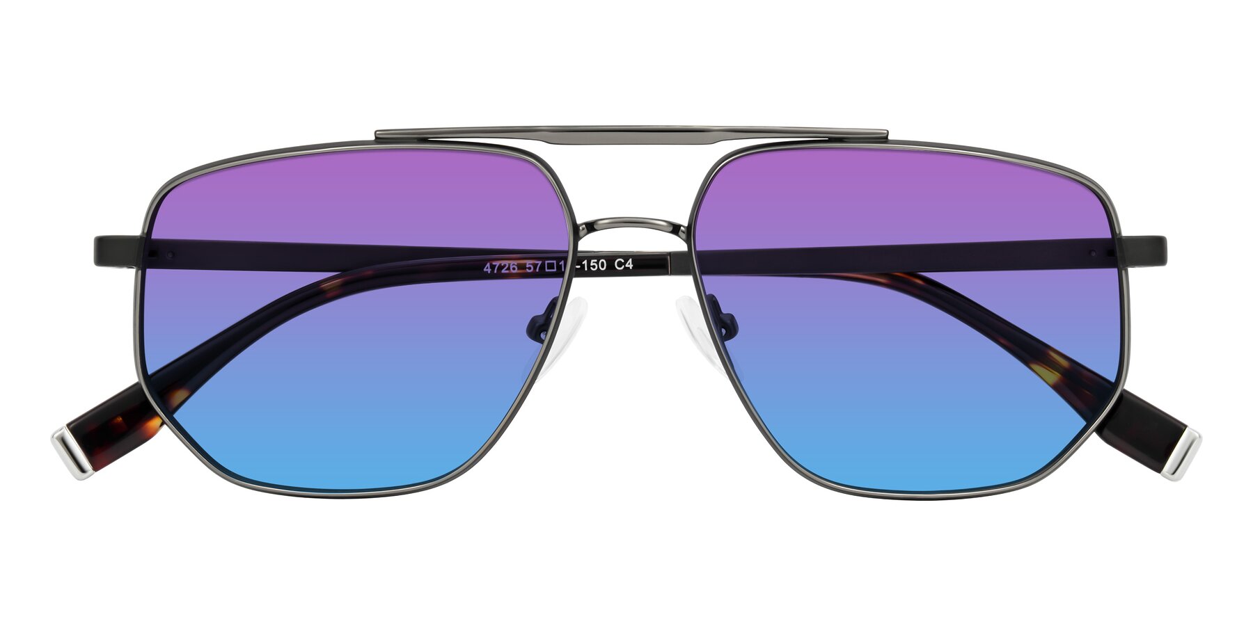 Folded Front of Kailani in Gunmetal/Matte Dark Green with Purple / Blue Gradient Lenses