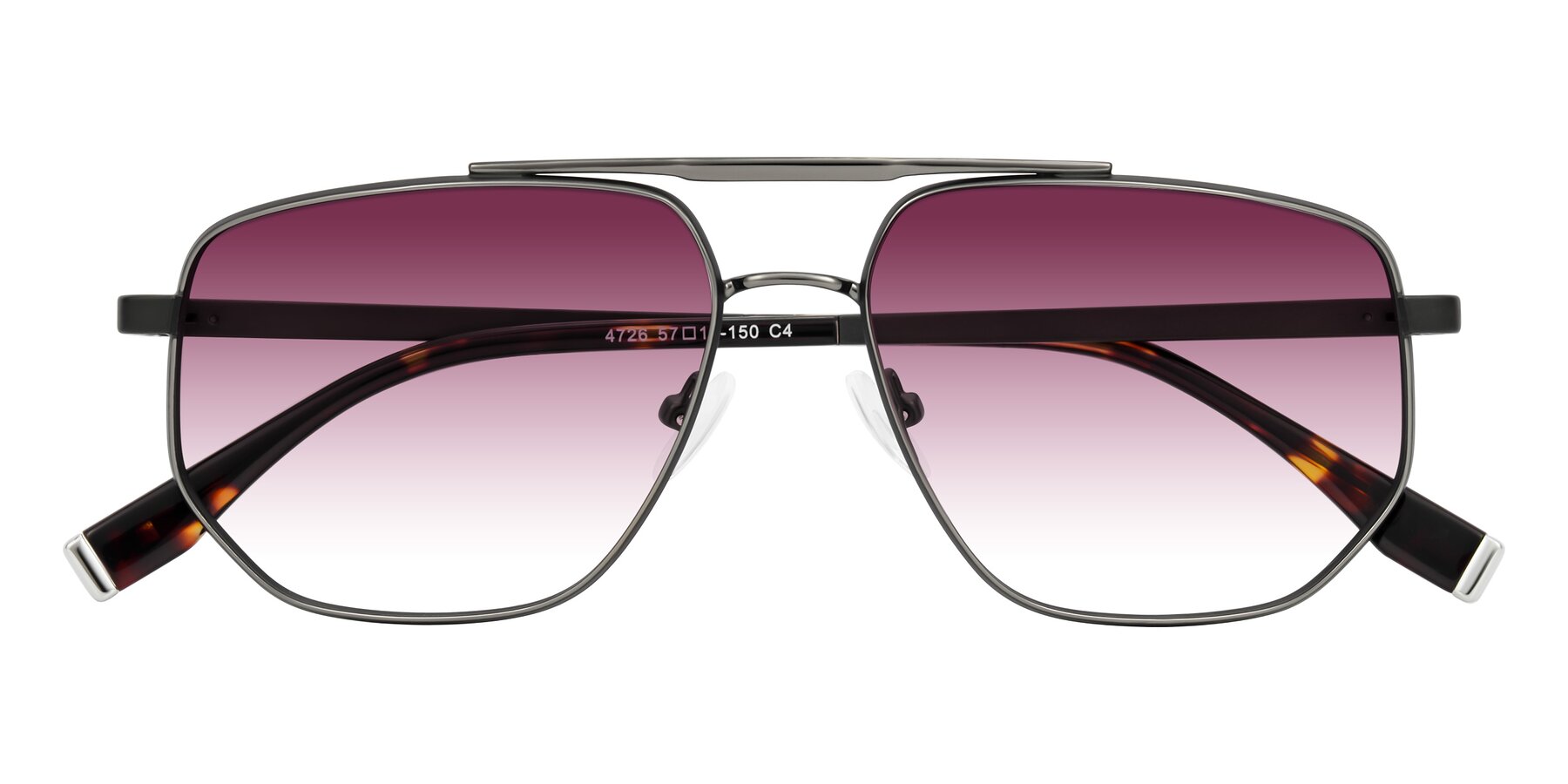 Folded Front of Kailani in Gunmetal/Matte Dark Green with Wine Gradient Lenses