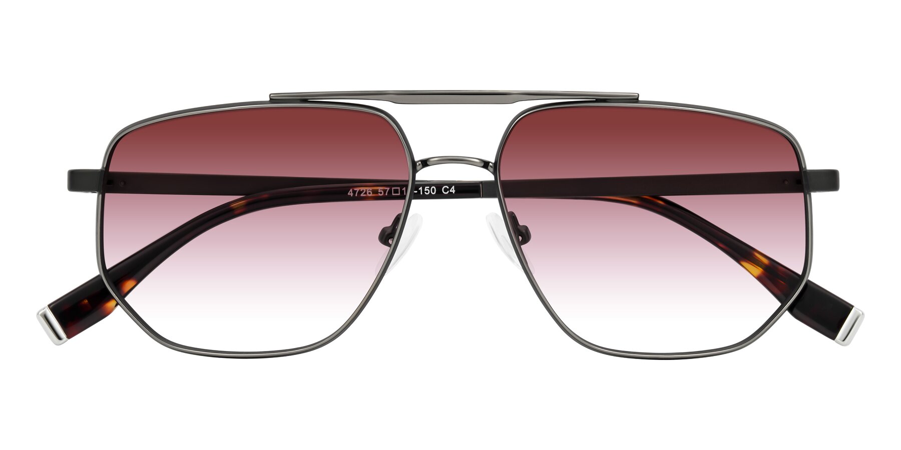Folded Front of Kailani in Gunmetal/Matte Dark Green with Garnet Gradient Lenses