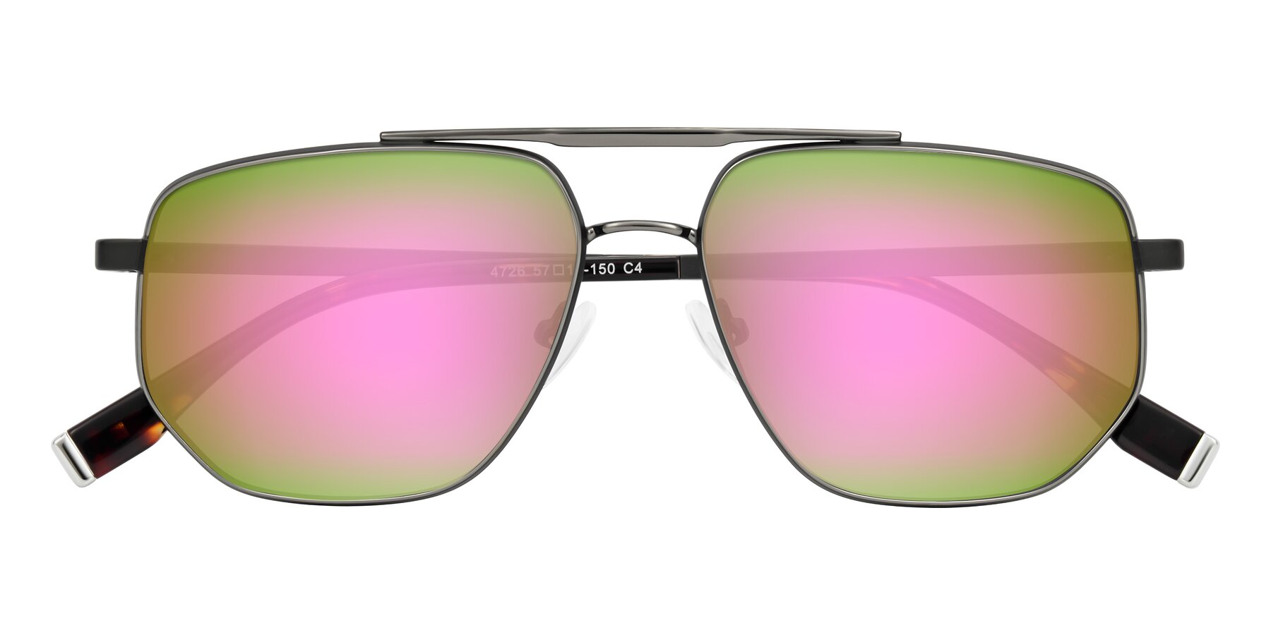 Folded Front of Kailani in Gunmetal/Matte Dark Green with Pink Mirrored Lenses
