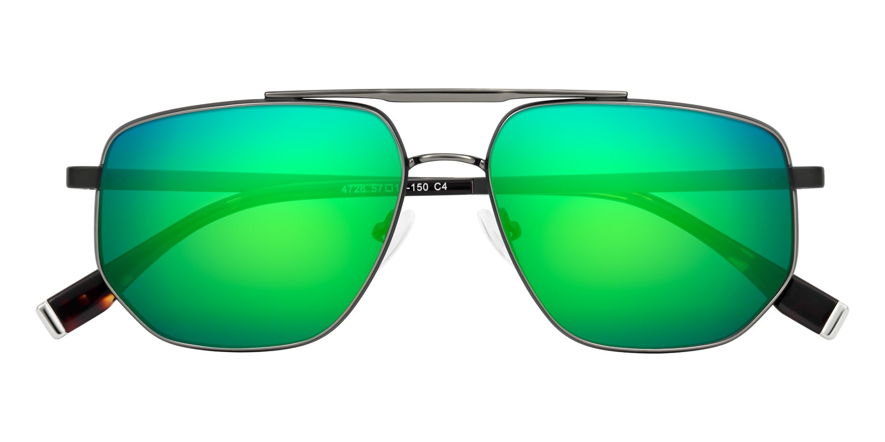 Folded Front of Kailani in Gunmetal/Matte Dark Green with Green Mirrored Lenses