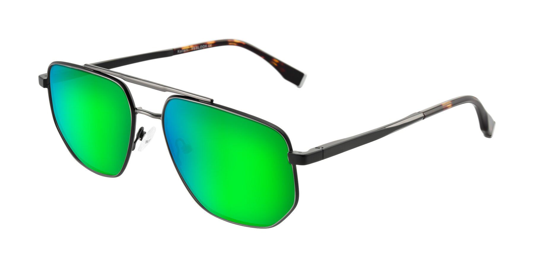 Angle of Kailani in Gunmetal/Matte Dark Green with Green Mirrored Lenses