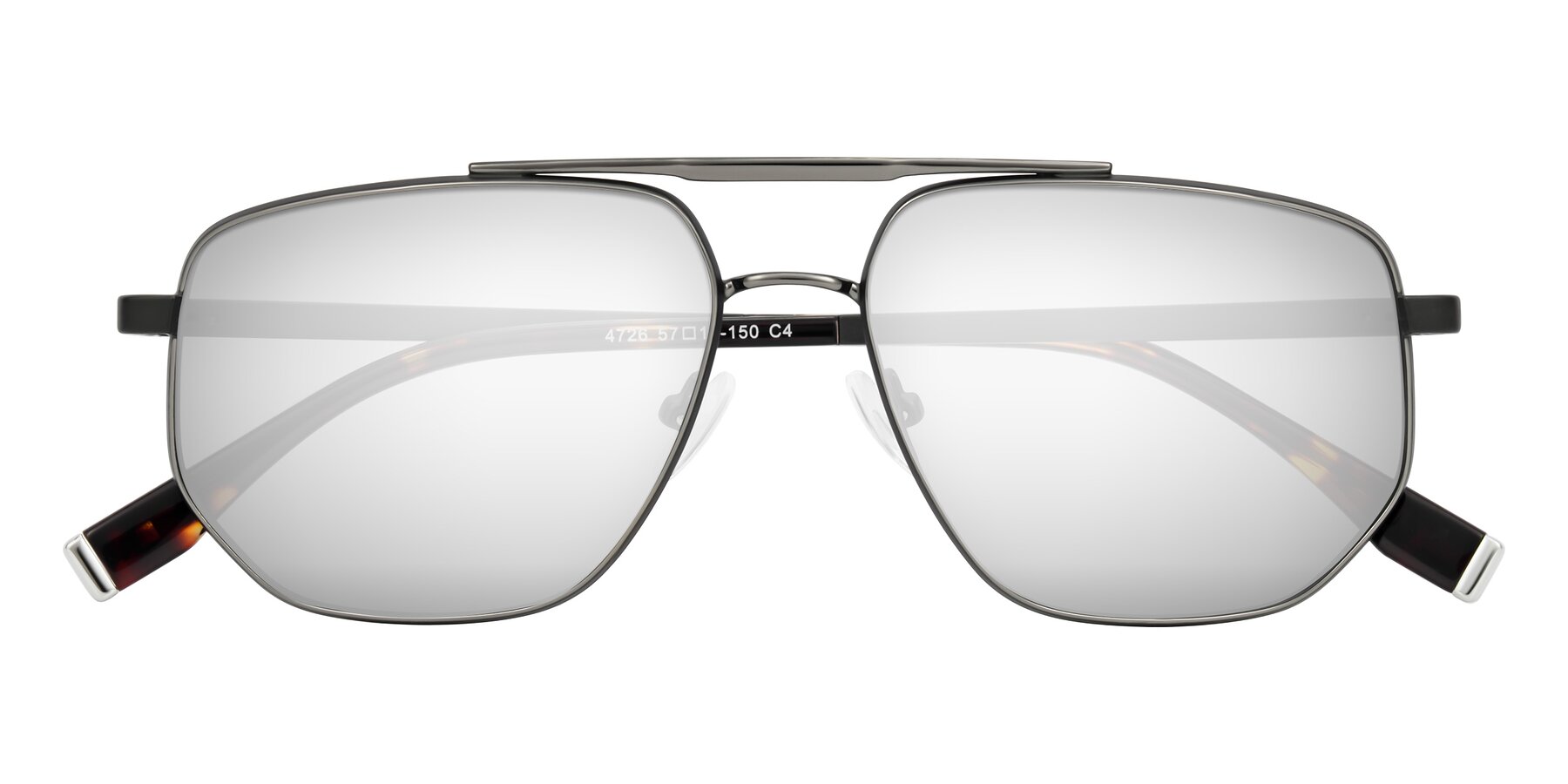 Folded Front of Kailani in Gunmetal/Matte Dark Green with Silver Mirrored Lenses