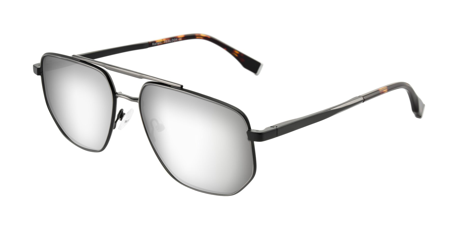 Angle of Kailani in Gunmetal/Matte Dark Green with Silver Mirrored Lenses