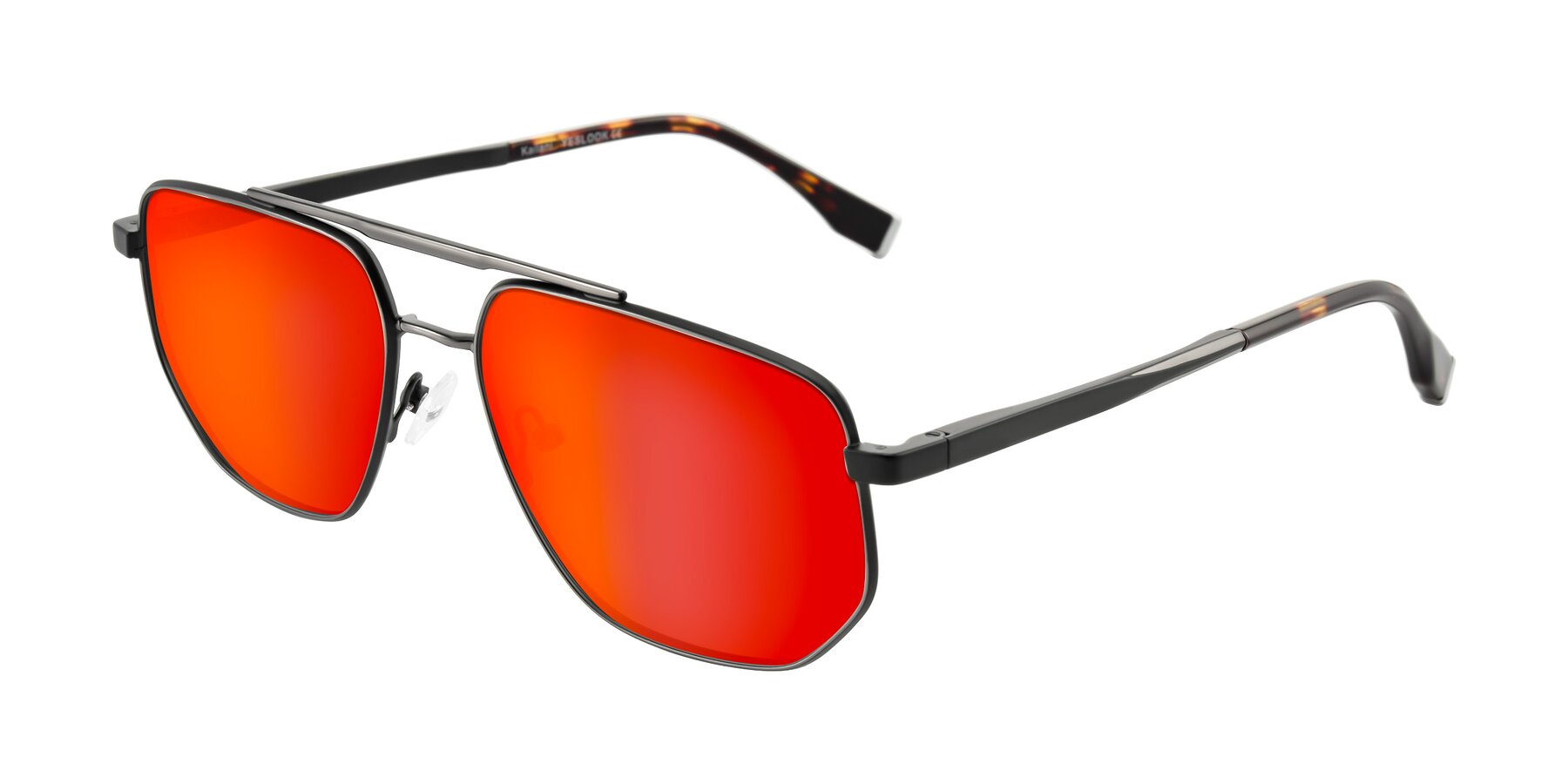 Angle of Kailani in Gunmetal/Matte Dark Green with Red Gold Mirrored Lenses