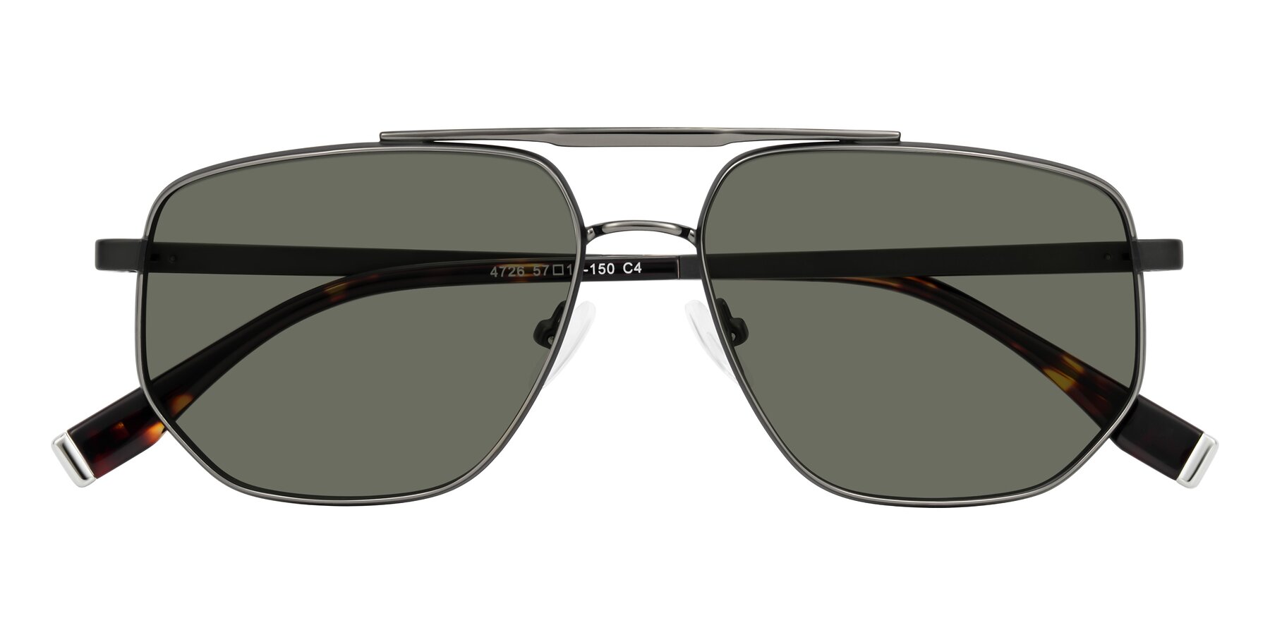 Folded Front of Kailani in Gunmetal/Matte Dark Green with Gray Polarized Lenses