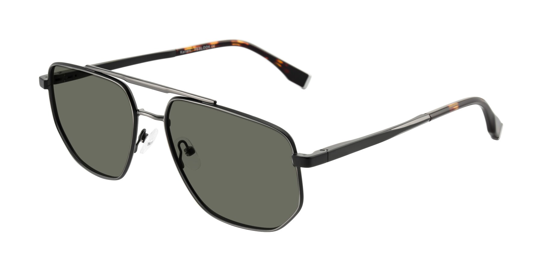 Angle of Kailani in Gunmetal/Matte Dark Green with Gray Polarized Lenses