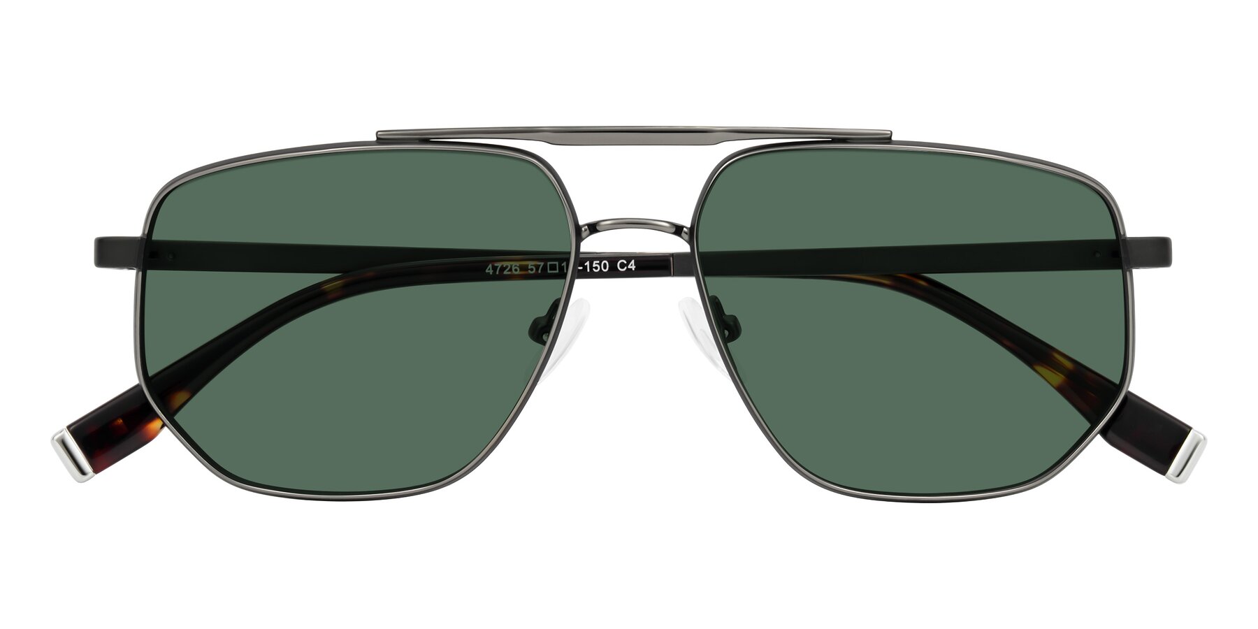 Folded Front of Kailani in Gunmetal/Matte Dark Green with Green Polarized Lenses