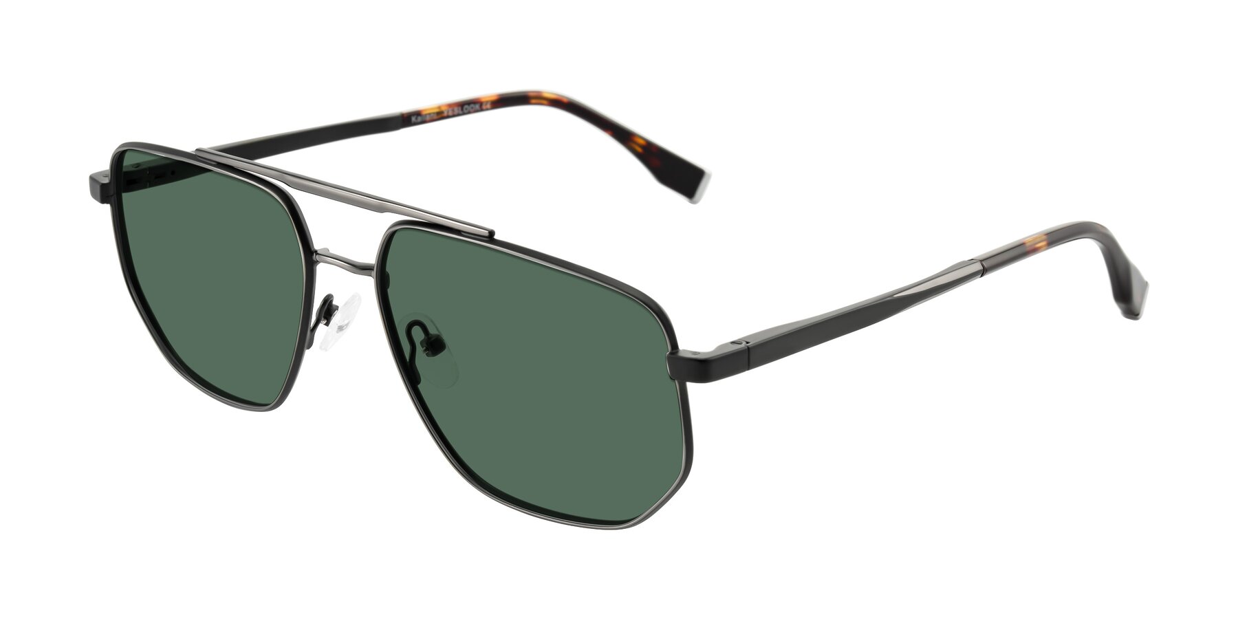 Angle of Kailani in Gunmetal/Matte Dark Green with Green Polarized Lenses