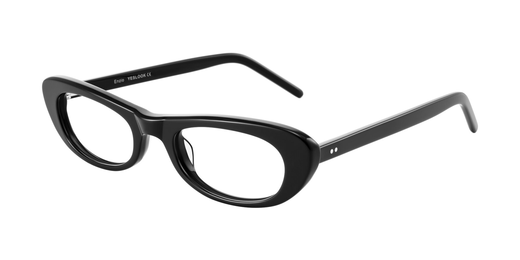 Angle of Enzio in Black with Clear Blue Light Blocking Lenses
