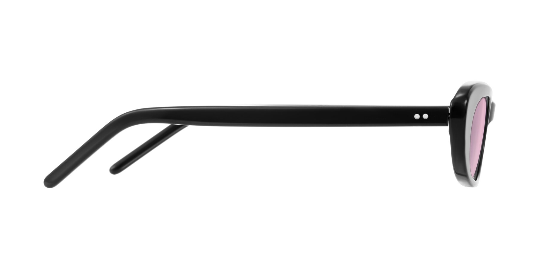 Side of Enzio in Black with Light Pink Tinted Lenses