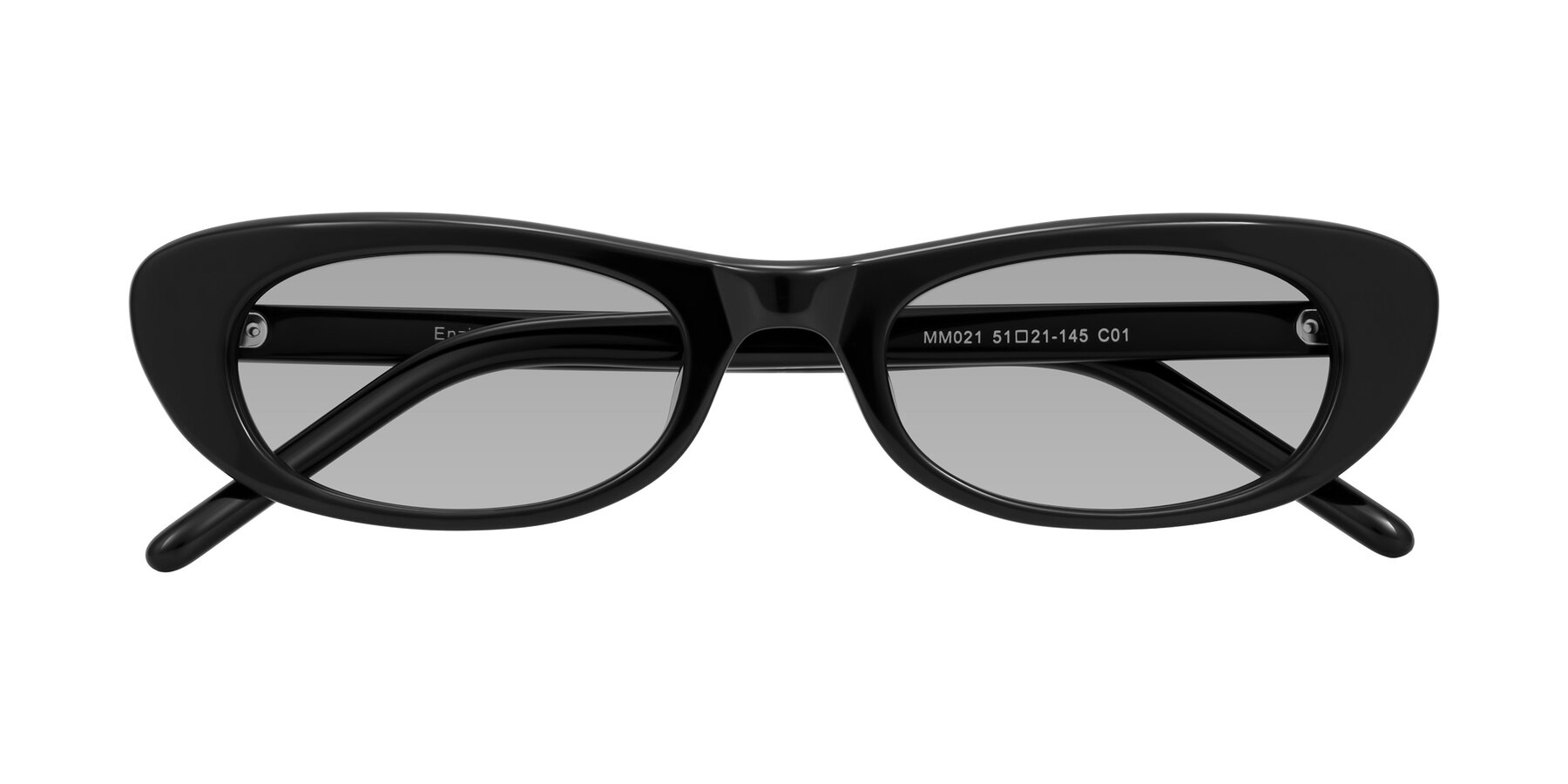 Folded Front of Enzio in Black with Light Gray Tinted Lenses