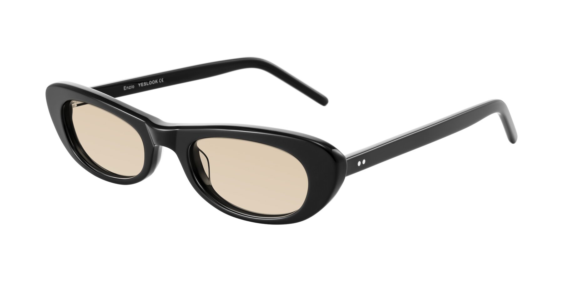 Angle of Enzio in Black with Light Brown Tinted Lenses