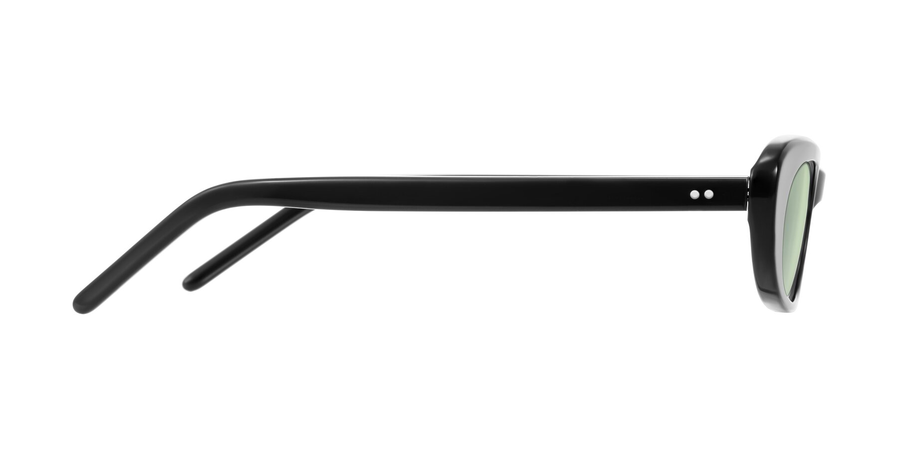 Side of Enzio in Black with Light Green Tinted Lenses