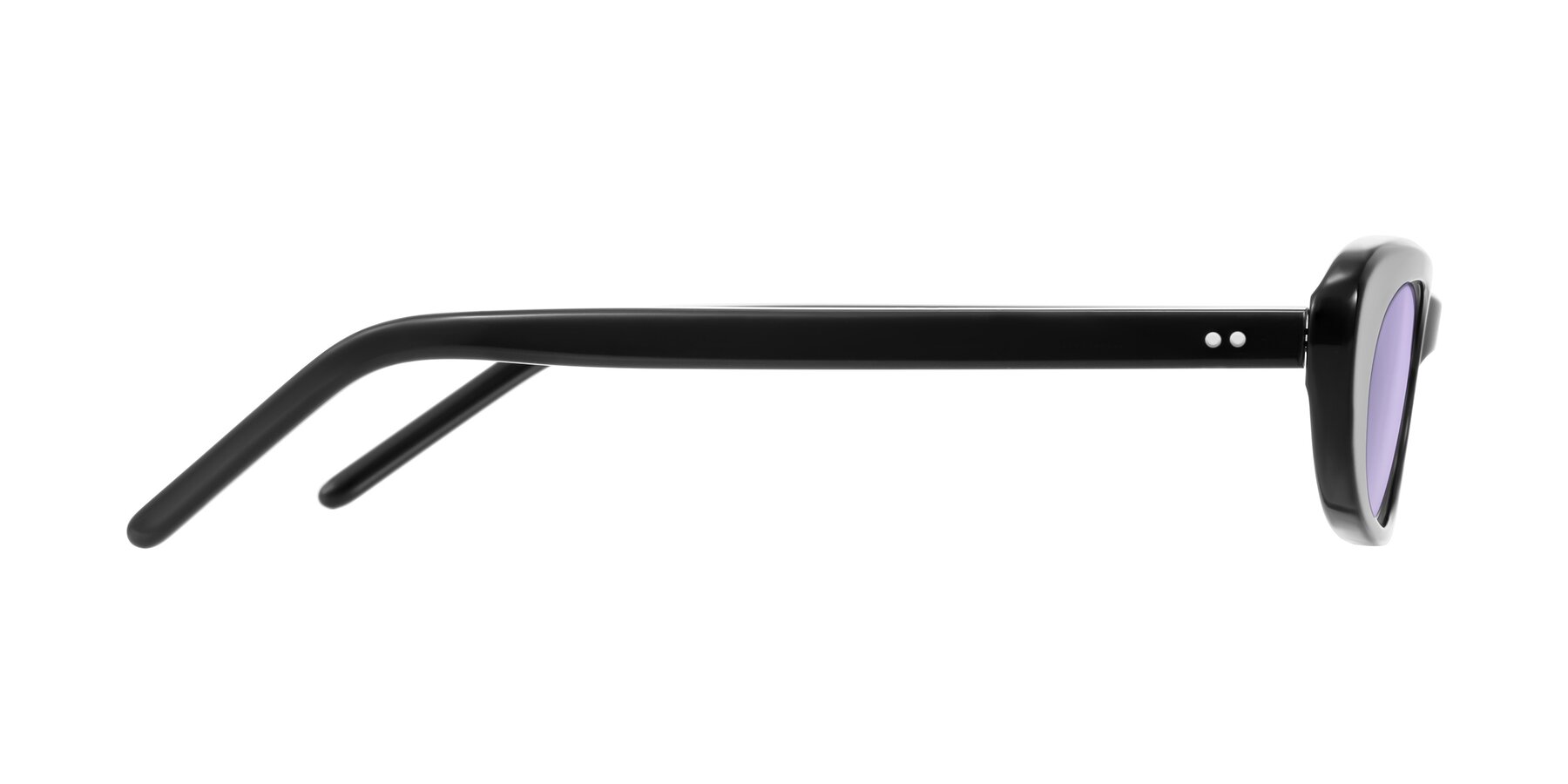 Side of Enzio in Black with Light Purple Tinted Lenses