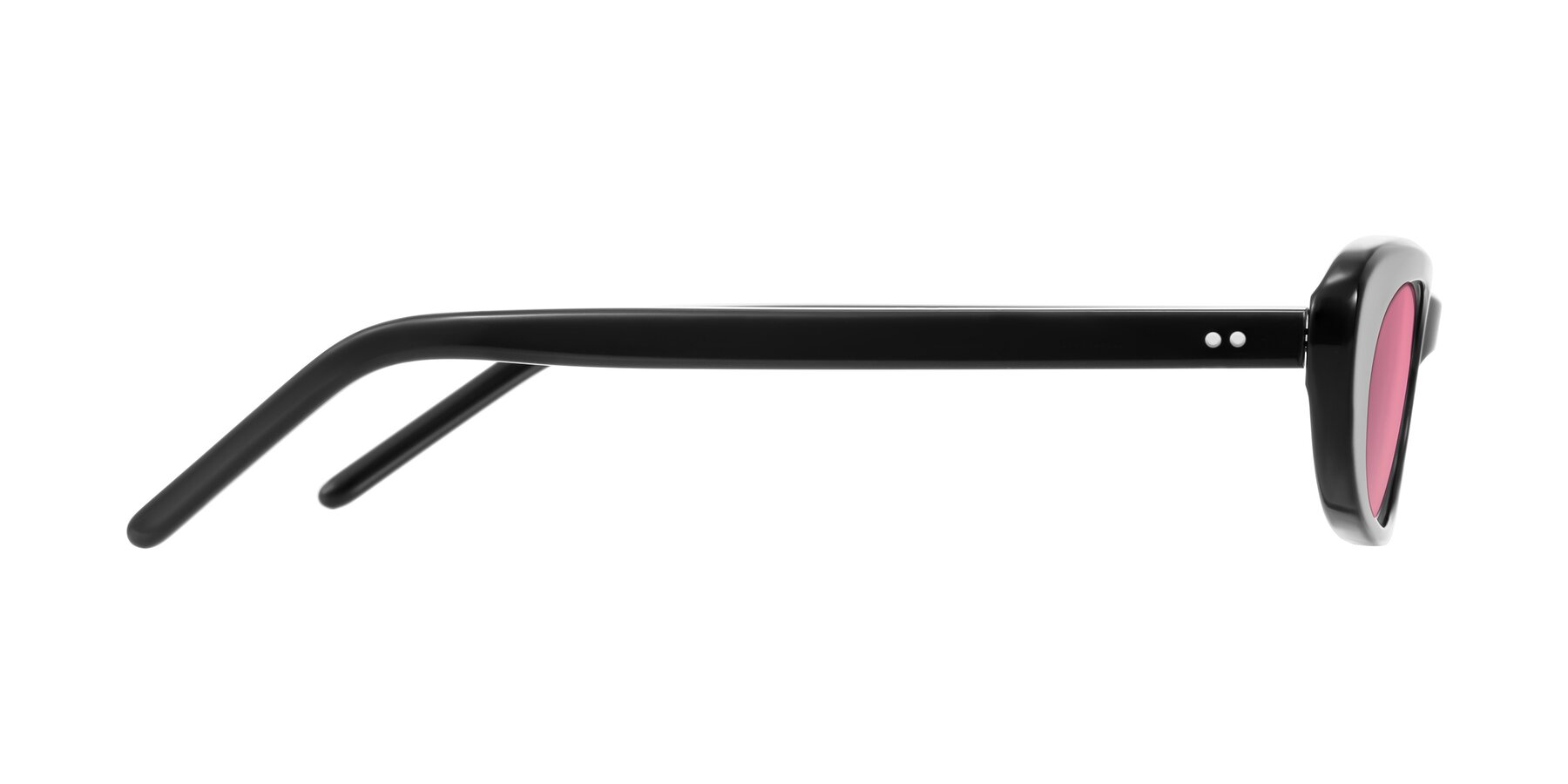 Side of Enzio in Black with Pink Tinted Lenses