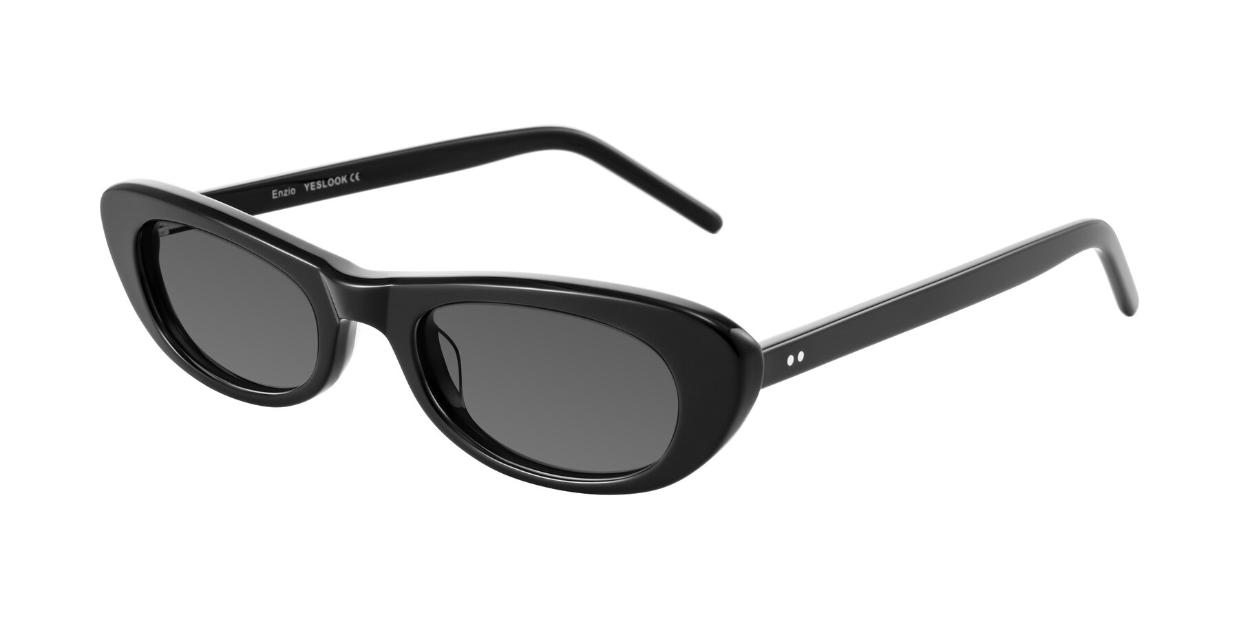 Angle of Enzio in Black with Medium Gray Tinted Lenses