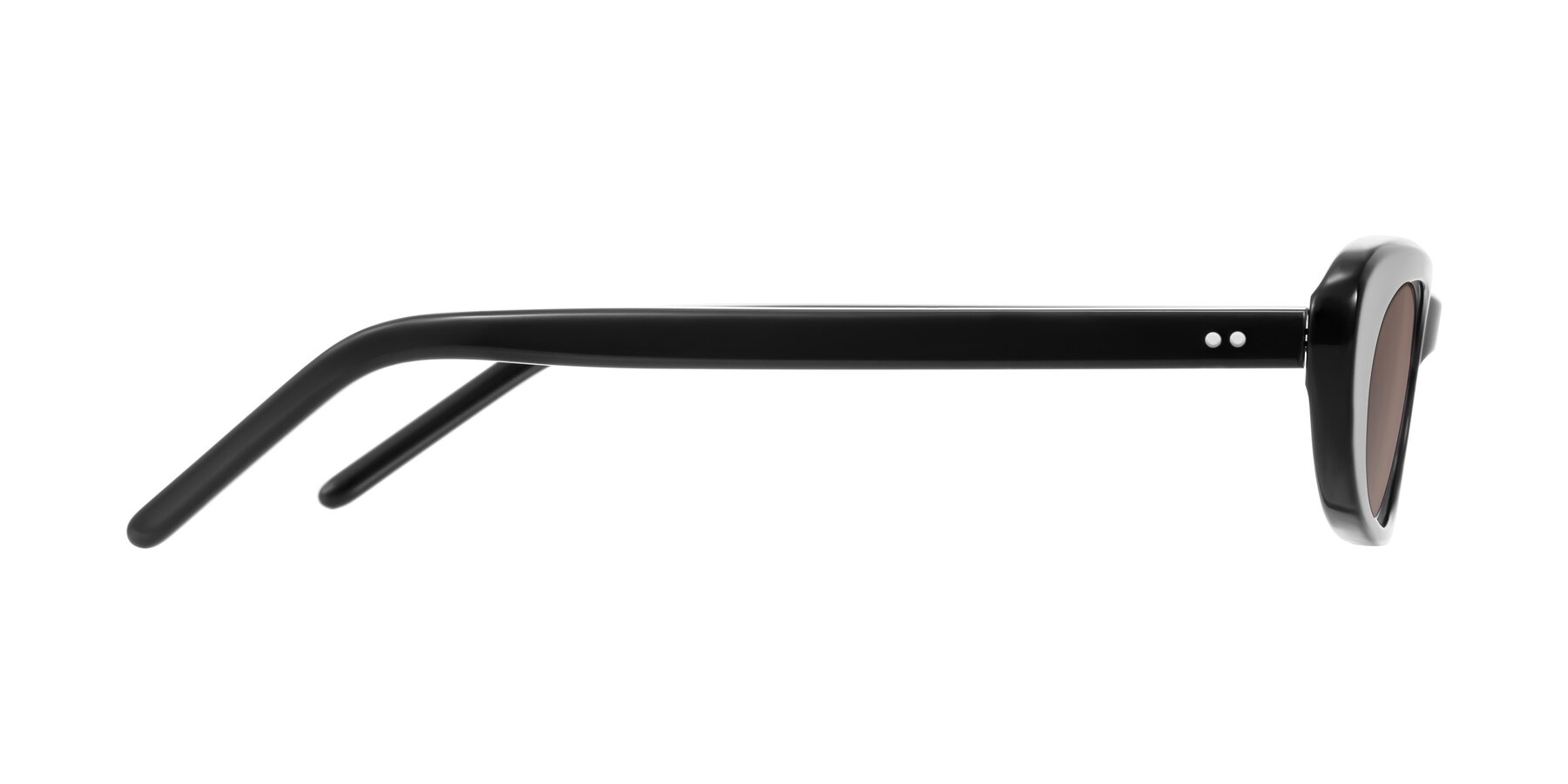 Side of Enzio in Black with Medium Brown Tinted Lenses