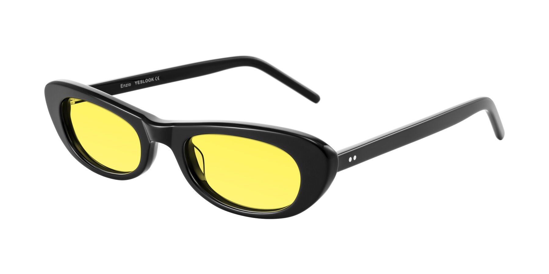 Angle of Enzio in Black with Medium Yellow Tinted Lenses