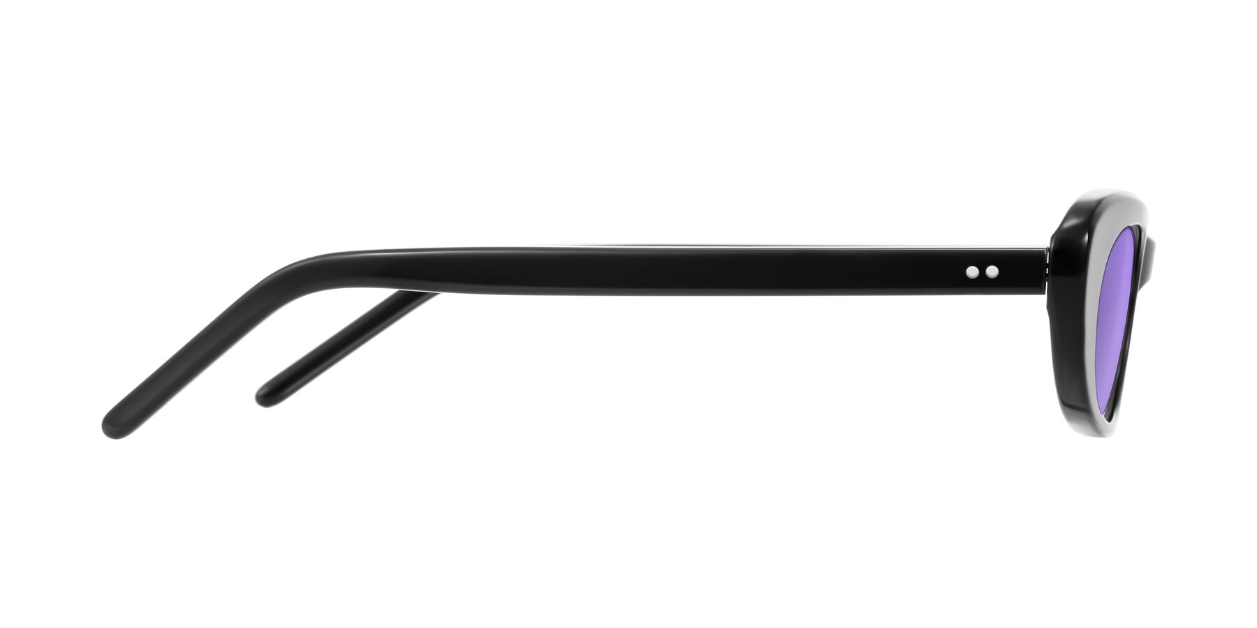 Side of Enzio in Black with Medium Purple Tinted Lenses