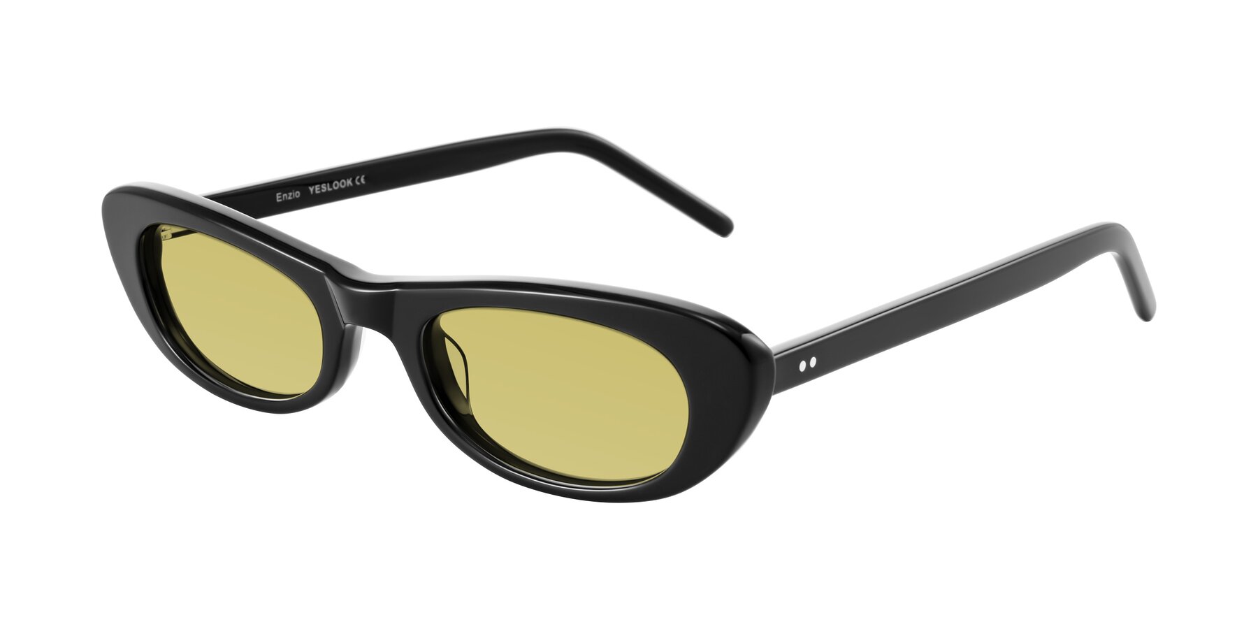 Angle of Enzio in Black with Medium Champagne Tinted Lenses
