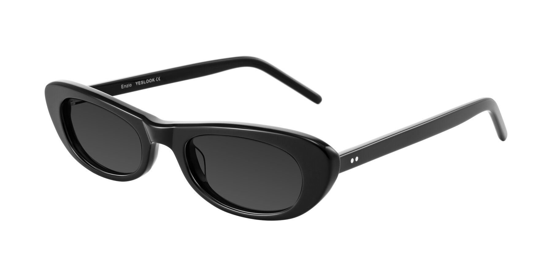 Angle of Enzio in Black with Gray Tinted Lenses